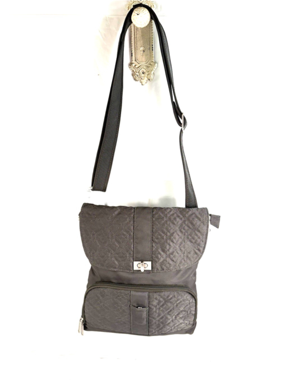 Travelon Anti-Theft Signature Messenger Bag Dark Gray